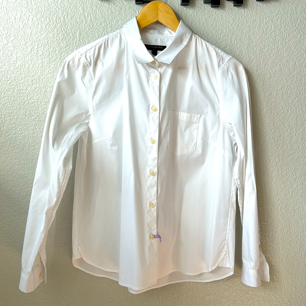 Banana Republic Womens White Button Down Blouse Size M